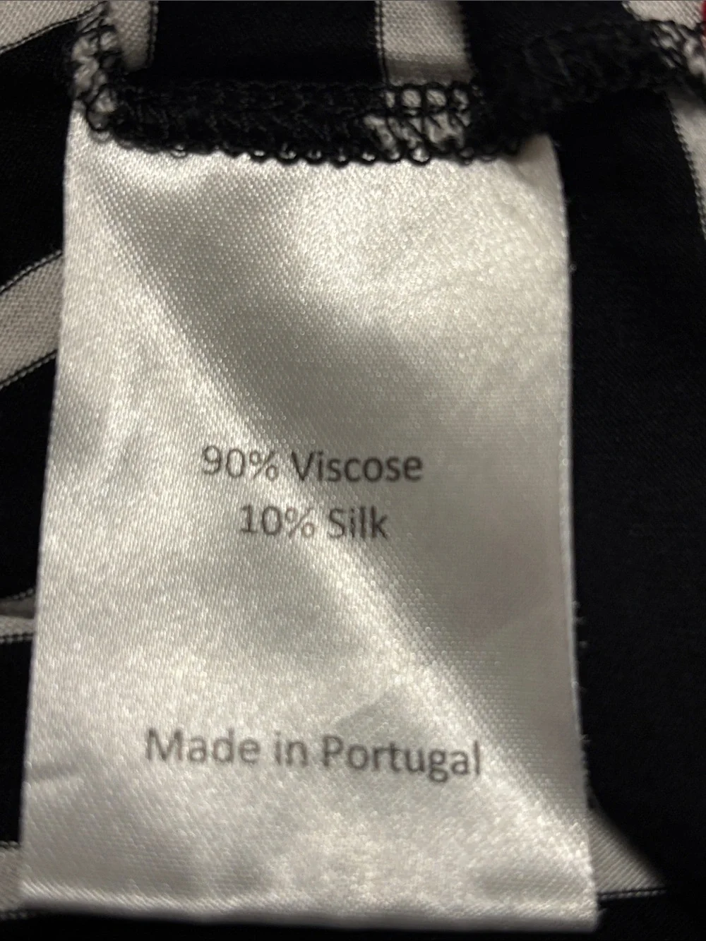 La Ligne New York Black and White Horizontal Stripe Viscose and Silk Tee - Picture 5 of 6